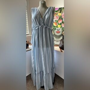 NWOT TRUE CRAFT MAXI TIERED SILHOUETTE Sz. XL BOHO CHIC, CINCHED TIE, VACATION